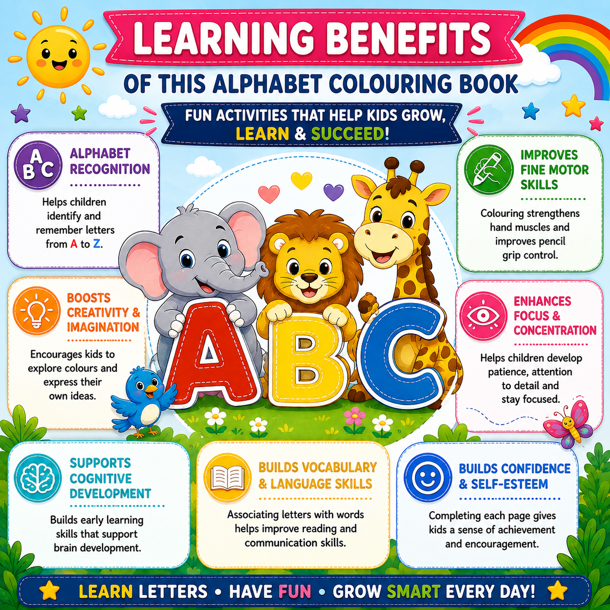 My Alphabet Colouring Book A to Z | Printable ABC Coloring Book for Kids Ages 2–6