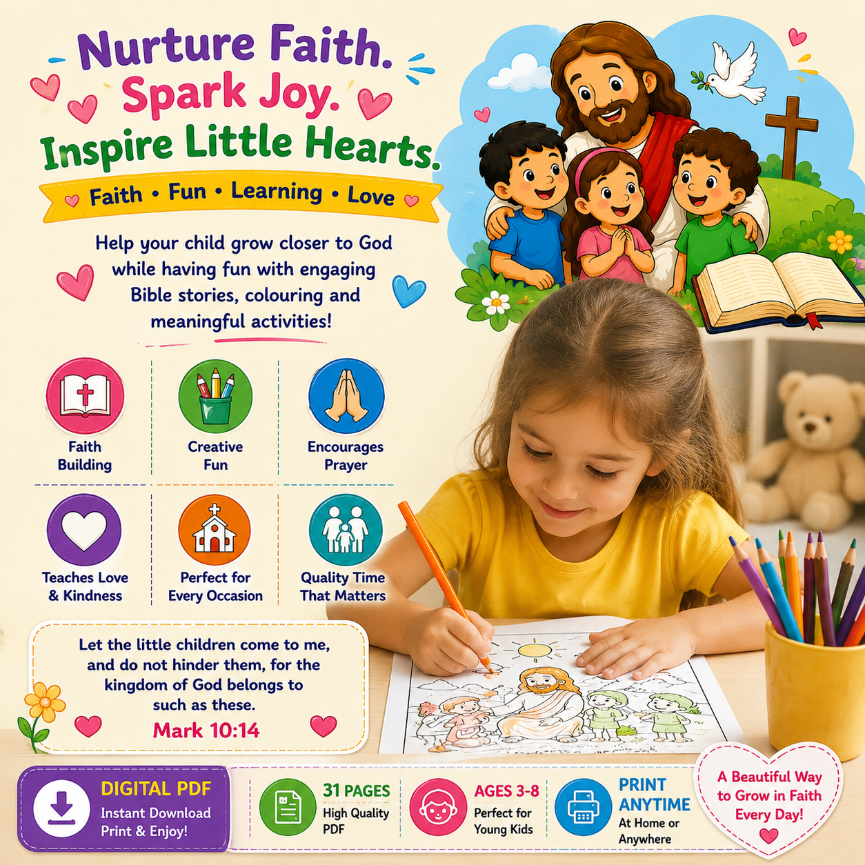 My First Bible Colouring Book – 25 Bible Stories for Kids