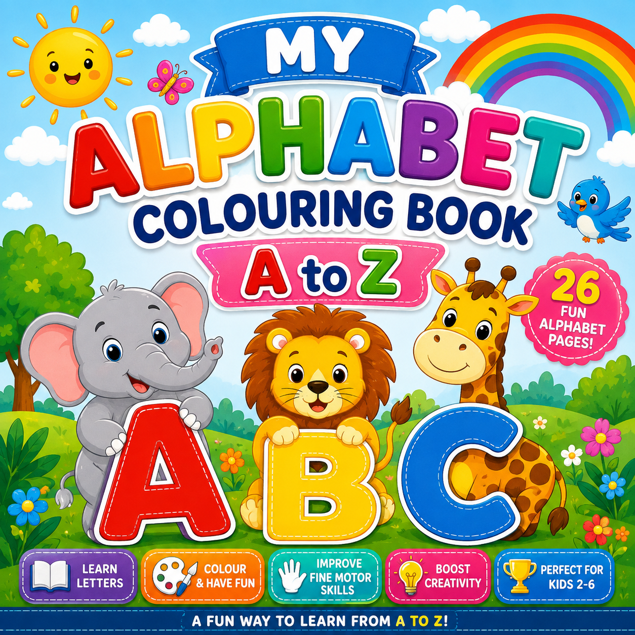 My Alphabet Colouring Book A to Z | Printable ABC Coloring Book for Kids Ages 2–6