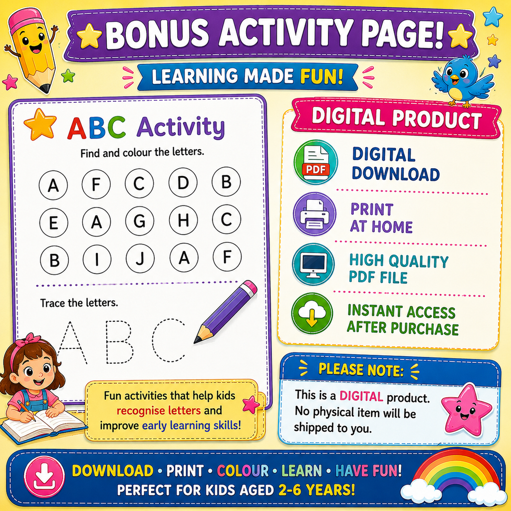 My Alphabet Colouring Book A to Z | Printable ABC Coloring Book for Kids Ages 2–6