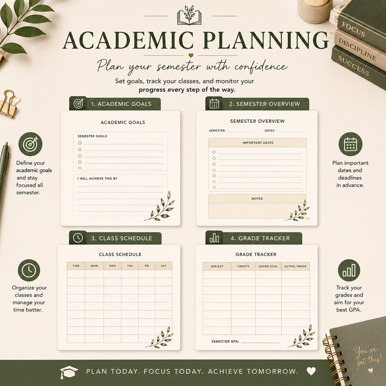 Premium Student Planner | 20-Page Printable PDF | Academic Planner | Digital Download | Study Organizer