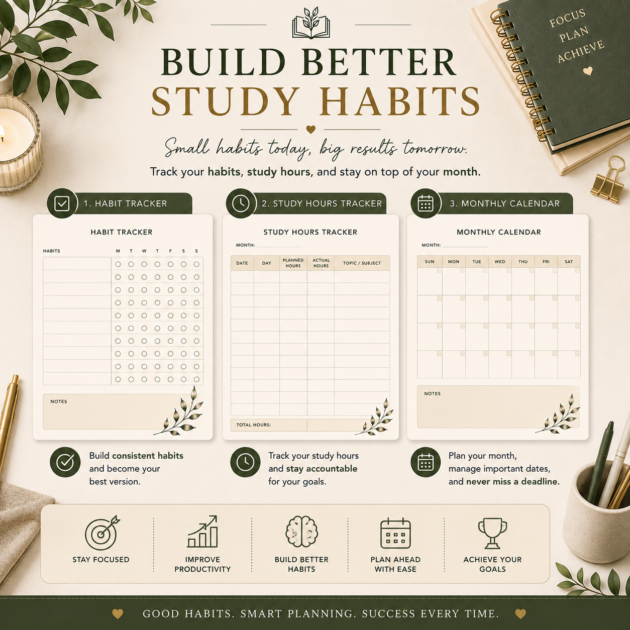 Premium Student Planner | 20-Page Printable PDF | Academic Planner | Digital Download | Study Organizer