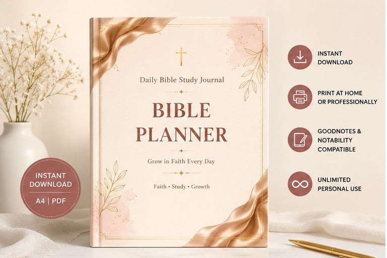 Premium Bible Study Planner | Printable PDF | Digital Faith Journal | Goodnotes & Notability Compatible