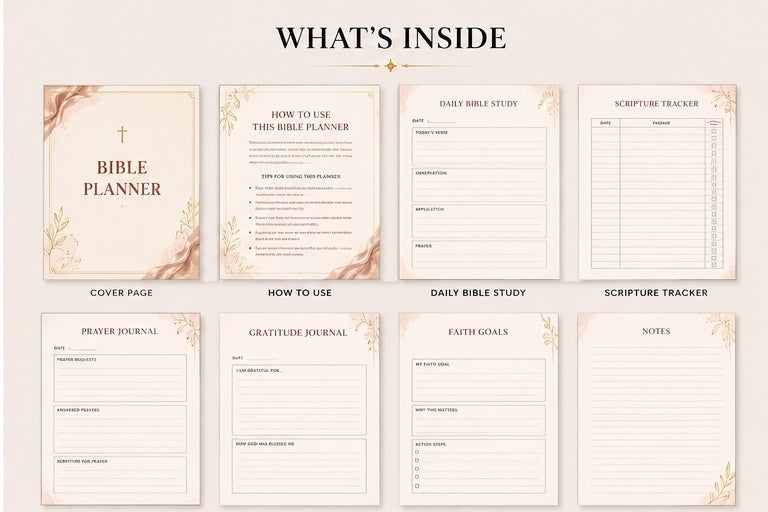 Premium Bible Study Planner | Printable PDF | Digital Faith Journal | Goodnotes & Notability Compatible