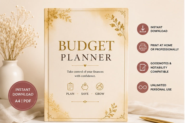 Premium Budget Planner | Printable PDF | Digital Finance Planner | Goodnotes & Notability Compatible