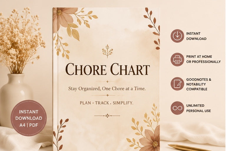 Premium Chore Planner | Printable PDF | Digital Household Planner | Goodnotes & Notability Compatible