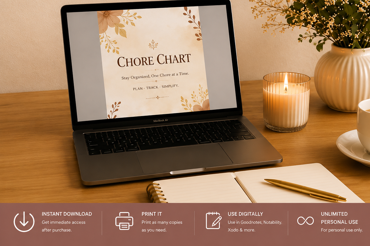Premium Chore Planner | Printable PDF | Digital Household Planner | Goodnotes & Notability Compatible