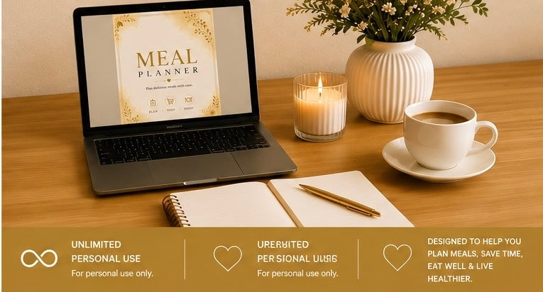 Premium Meal Planner | Printable PDF | Digital Weekly Meal Planner | Goodnotes & Notability Compatible