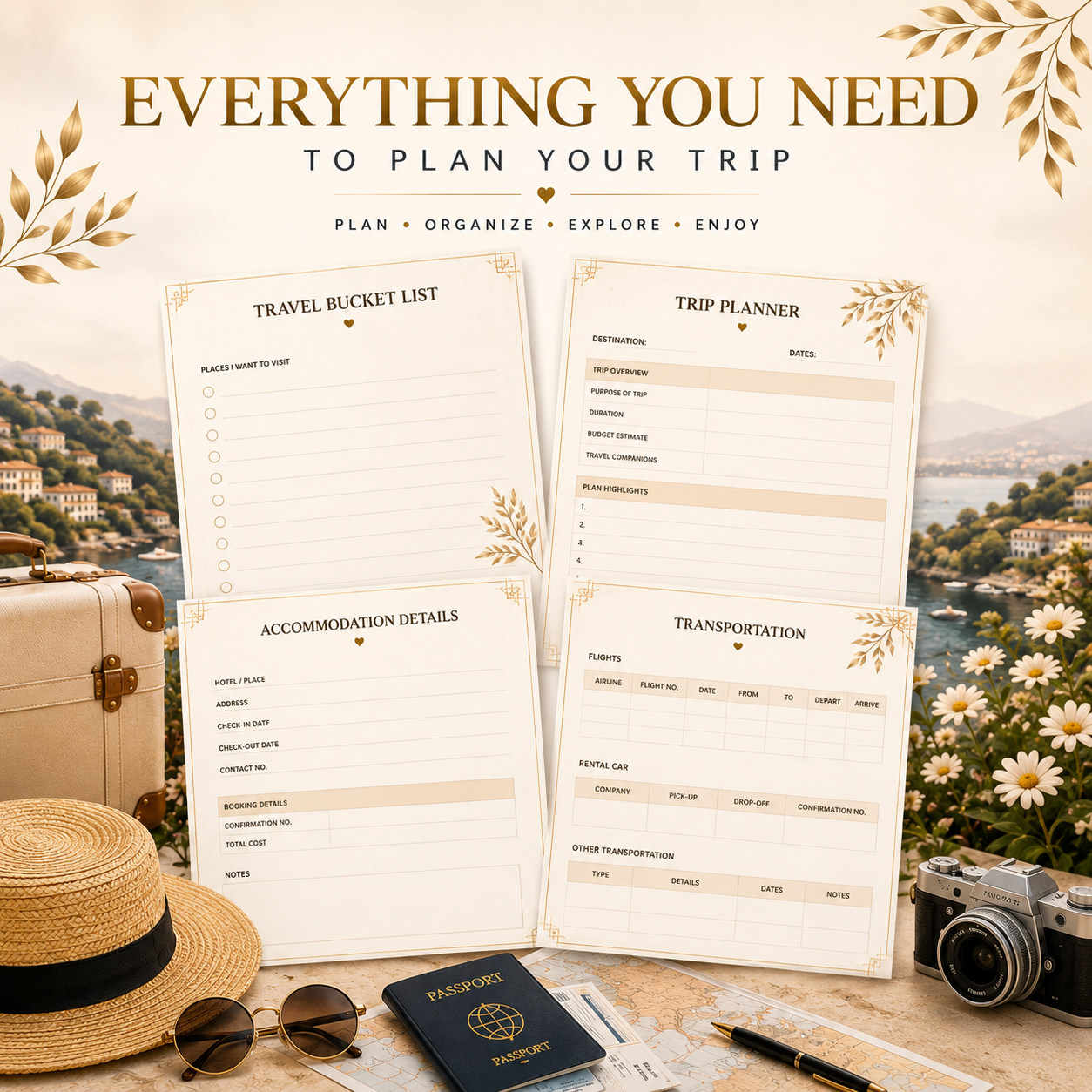 Luxury Travel Planner | Printable PDF | Instant Download