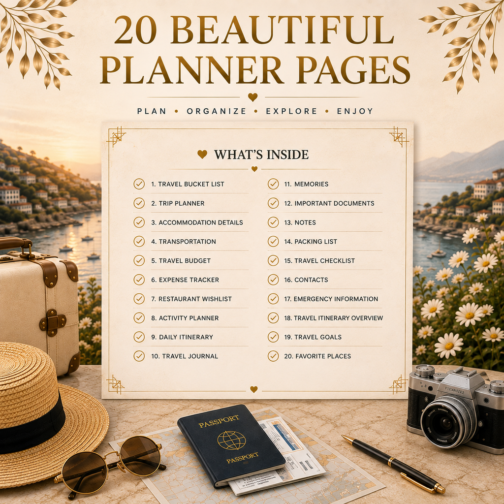 Luxury Travel Planner | Printable PDF | Instant Download