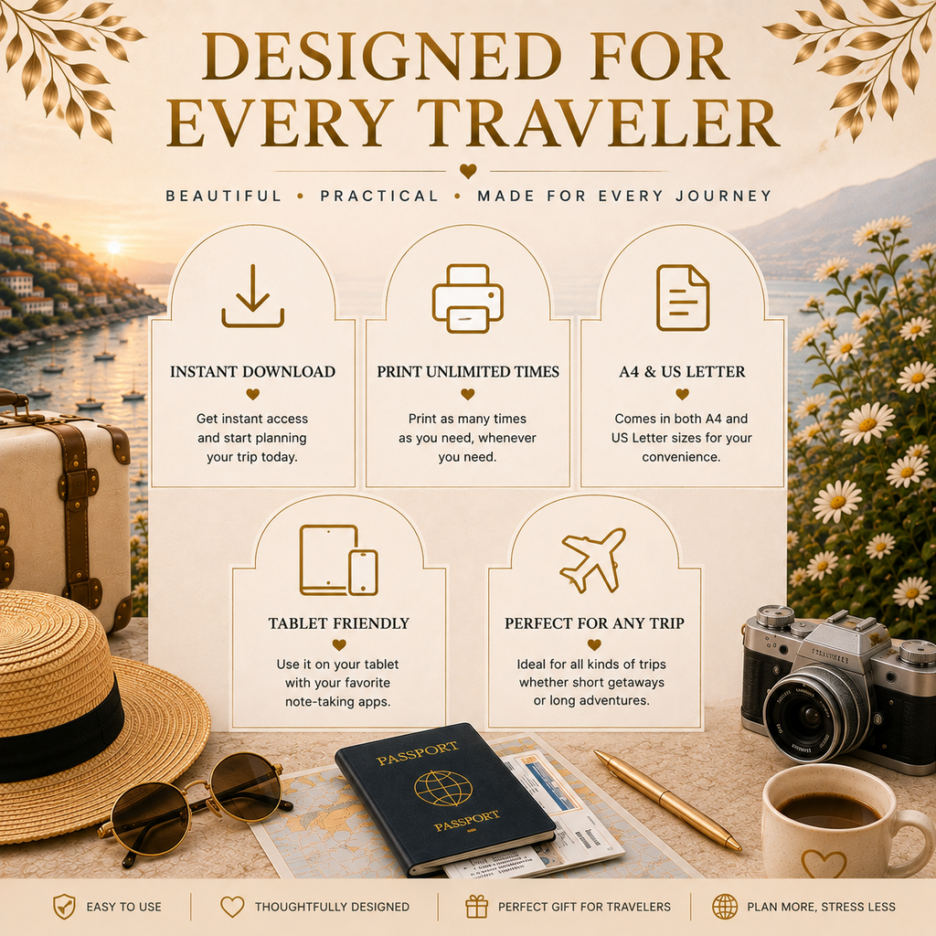 Luxury Travel Planner | Printable PDF | Instant Download