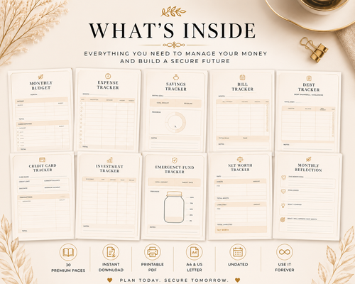 Finance Planner | Printable Budget Planner | Digital PDF | Instant Download