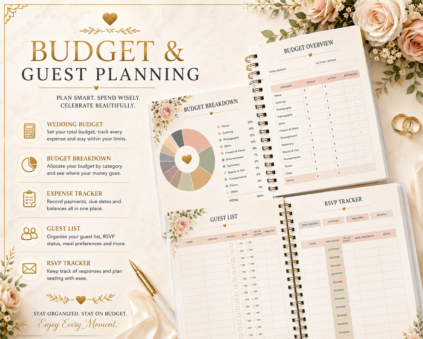 Ultimate Wedding Planner | Printable Wedding Binder | Digital Wedding Planner PDF | Wedding Organizer | Wedding Checklist | Instant Download
