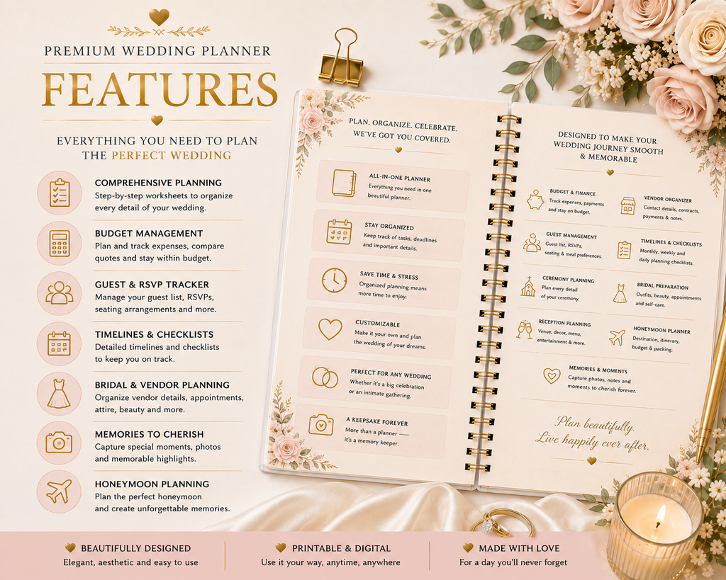 Ultimate Wedding Planner | Printable Wedding Binder | Digital Wedding Planner PDF | Wedding Organizer | Wedding Checklist | Instant Download