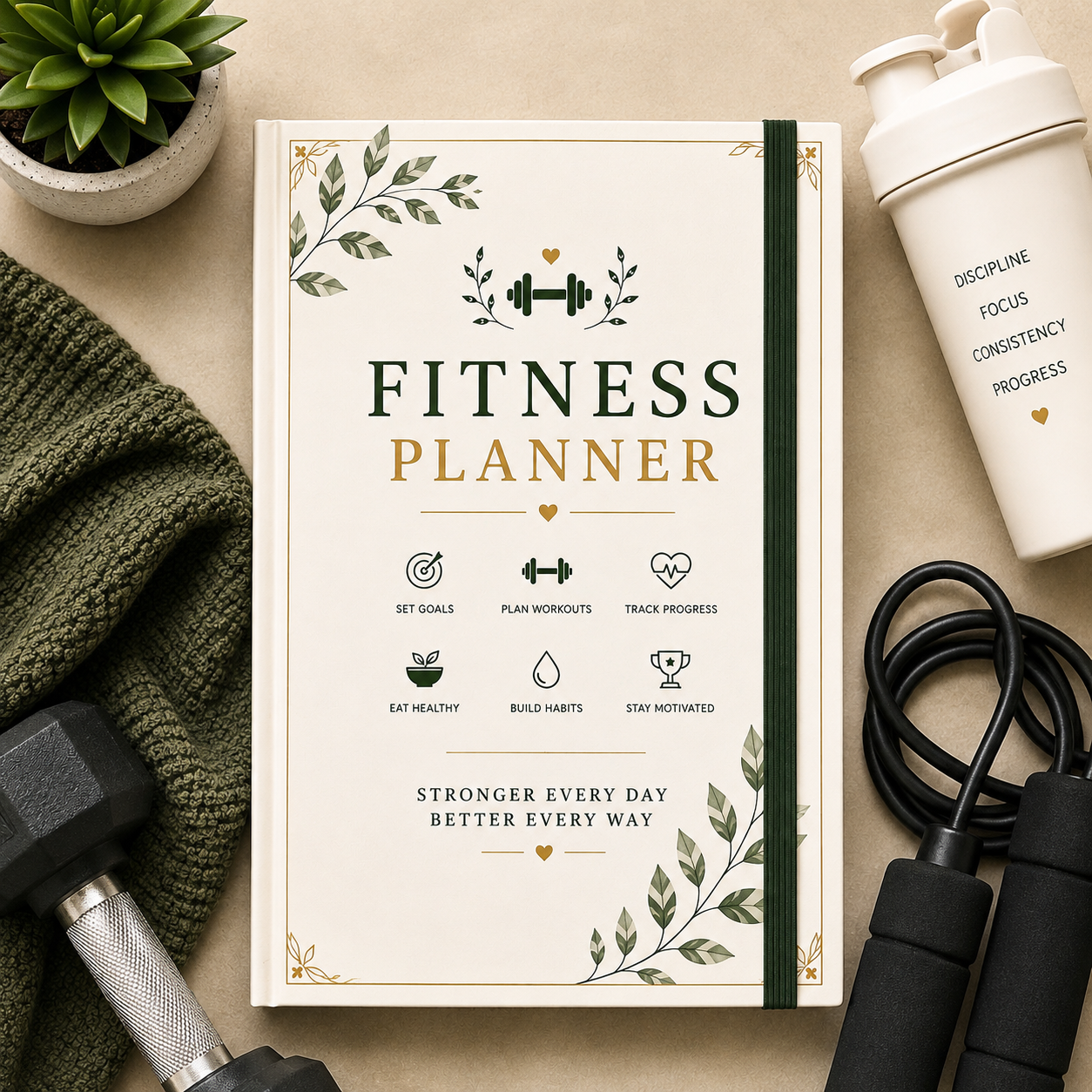 Premium Fitness Planner | Printable Workout, Meal & Wellness Tracker | 20-Page Digital PDF
